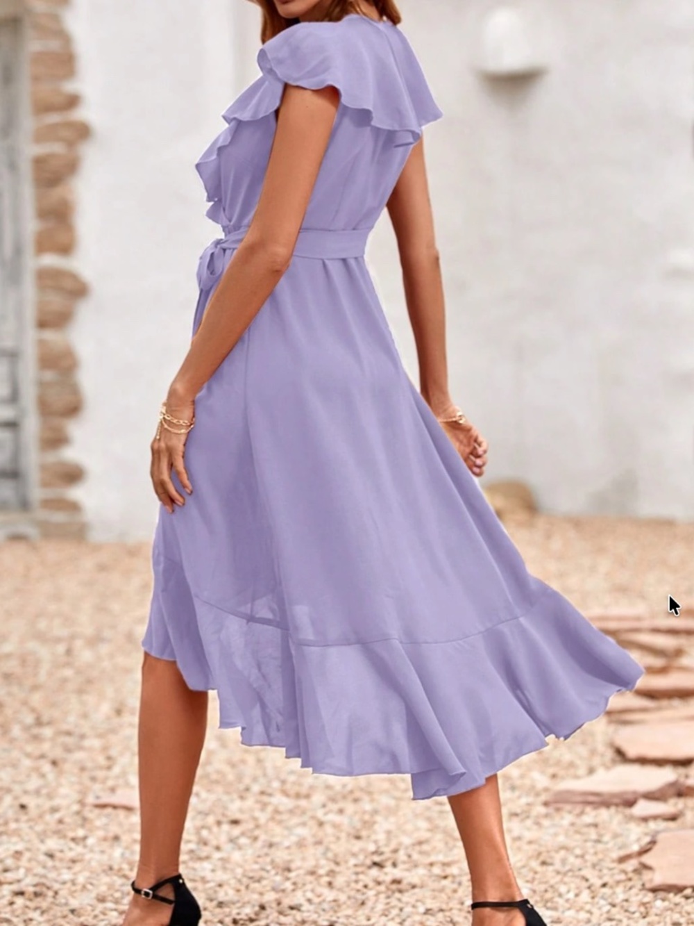 Boho ruffle hem wrap belted Maxi Dress - Picture 5 of 10